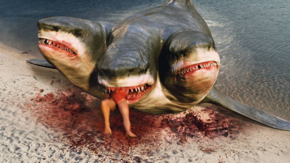 A híresen hírhedt Asylum-filmek gyöngyszemei közül itt van a Háromfejű cápa